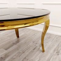 Asher 1.3m  Round Glass Dining Table Gold Frame With White Top