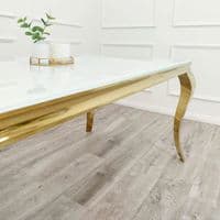 Asher Glass Dining Table Gold Frame With White Top