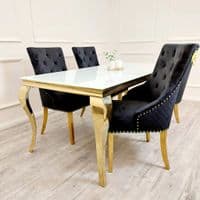 Asher Glass Dining Table Gold Frame With White Top