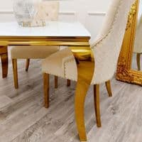 Asher Square Glass Dining Table Gold Frame With White Top