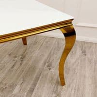 Asher Square Glass Dining Table Gold Frame With White Top