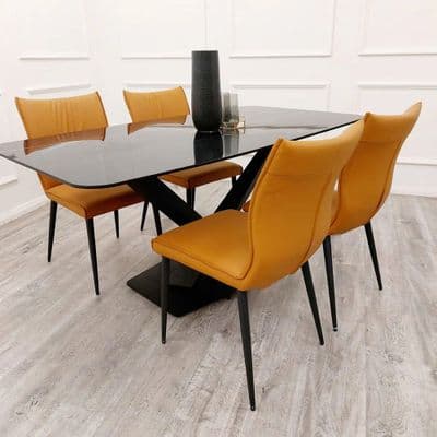 Ashley 1.6 Black Marble Dining Set