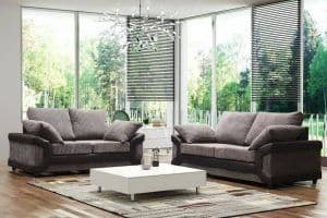 Blush 3+2 Grey/Black Full Back Fabric Sofa Set