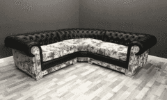chesterfield corner leather+lustro silver sofa