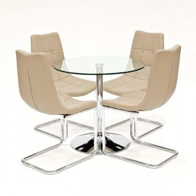 Clear Glass Dining Set With Benson Dining Chairs