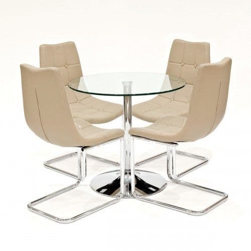Clear Glass Dining Set With Benson Dining Chairs