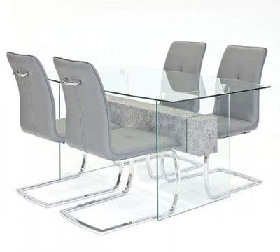 Clear Glasstone Dining Table With Huesca Chairs