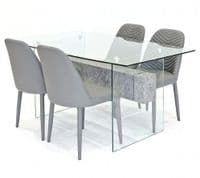 Clear Glasstone Dining Table With Stream Dining Chairs