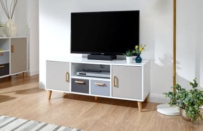 DELTA LARGE TV UNIT WHITE/GREY MULTI