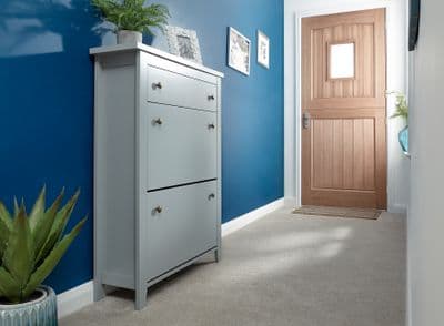 DELUXE TWO TIER SHOE CABINET GREY