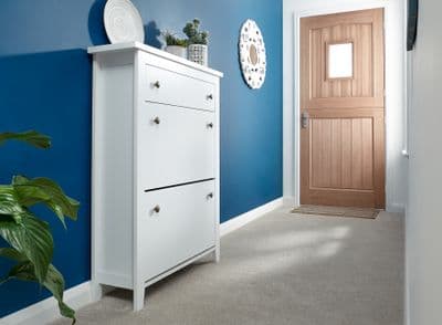 DELUXE TWO TIER SHOE CABINET WHITE