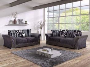 Eagle 3+2 Grey/Black Fabric Sofa Set