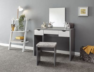 ELIZABETH DRESSING TABLE SET GREY + WHITE