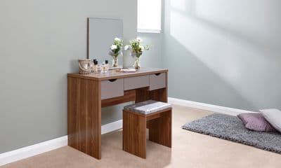 ELIZABETH DRESSING TABLE SET  WALNUT + GREY