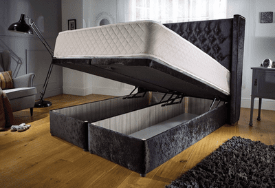 Exclusive Bespoke Range - Queen Anne Ottoman Storage Divan Bed Wing Back