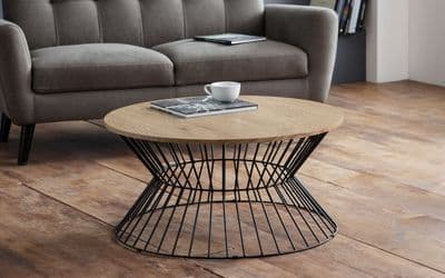 Francisco Round Wire Coffee Table-Oak