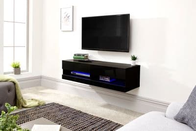 GALICIA 120CM WALL TV UNIT WITH LED BLACK