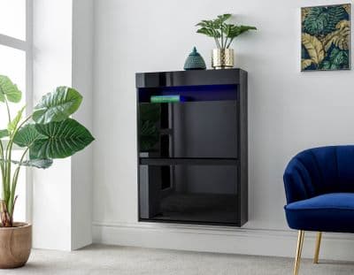 GALICIA WALL HANGING TWO TIER SHOE CABINET BLACK