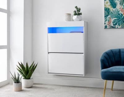 GALICIA WALL HANGING TWO TIER SHOE CABINET WHITE