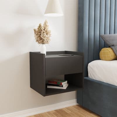HARMONY WALL MOUNTED PAIR OF BEDSIDE TABLES ANTHRACITE