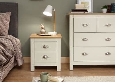 LANCASTER 2 DRAWER BEDSIDE CREAM