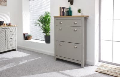 LANCASTER 2DR 1DRW SHOE CABINET GREY