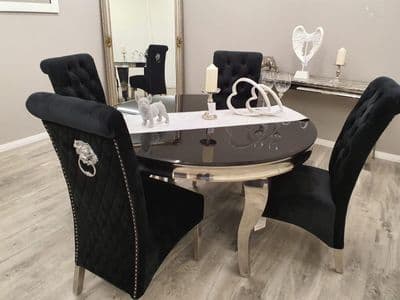 Louis Round Black Glass Dining Table