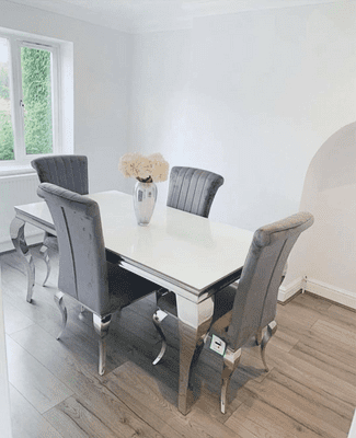 Luxor White Glass Dining Set