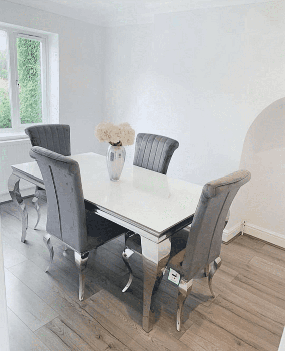 Luxor White Glass Dining Set