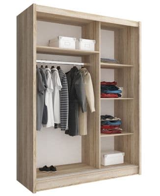 Maza 2 mirror sliding wardrobe 130cm/150cm white/grey/oak