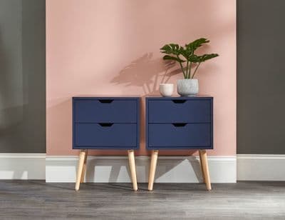 NYBORG PAIR OF 2 DRAWER BEDSIDES NIGHTSHADOW BLUE