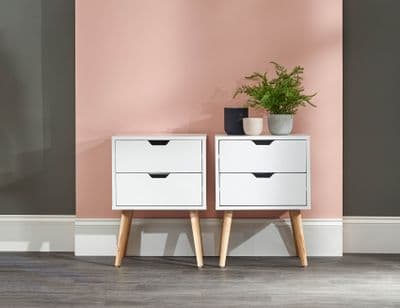 NYBORG PAIR OF 2 DRAWER BEDSIDES WHITE