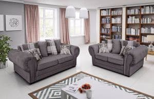 Orlando 3+2 Chesterfield Graphite Scatter Cushions Sofa Set