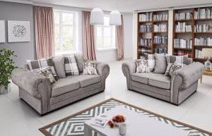 Orlando 3+2 Chesterfield Silver Scatter Sofa Set