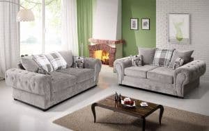 Venezia 3+2 Large Silver Chesterfield Sofa Set