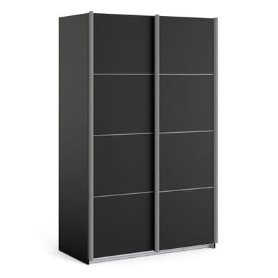 Verona Sliding Wardrobe 120cm - 2 shelves (Black)
