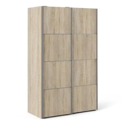 Verona Sliding Wardrobe 120cm - 2 Shelves (Oak)
