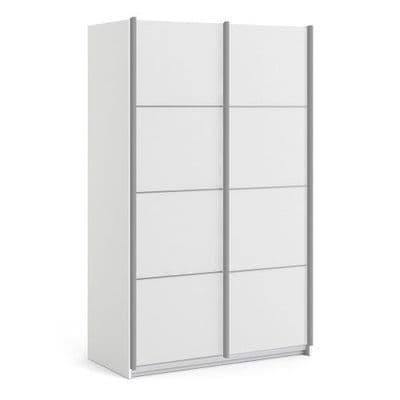 Verona Sliding Wardrobe 120cm - 2 Shelves (white)