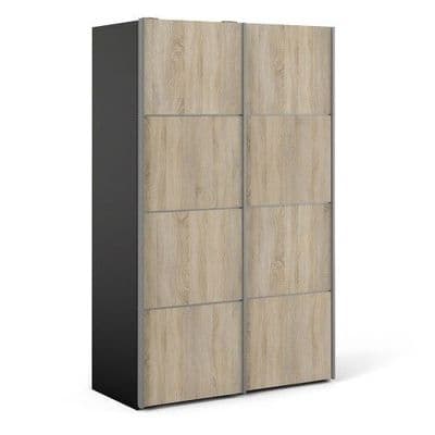 Verona Sliding Wardrobe 120cm - 5 Shelves (Oak)