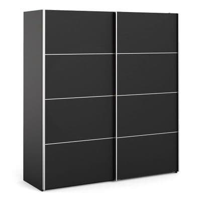 Verona Sliding Wardrobe 180cm  - 2 Shelves (Black)