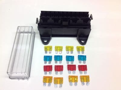 16 way FUSEBOX for Blade fuses with 16 x Mixed Blade Fuses