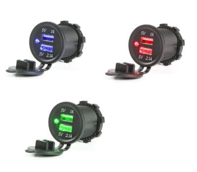 Black 12V/24V Twin USB Socket