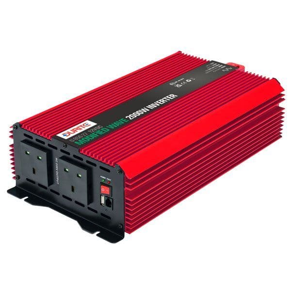 Durite 2000W 12V DC to 230V AC Compact Modified Wave Voltage Inverter 0 ...