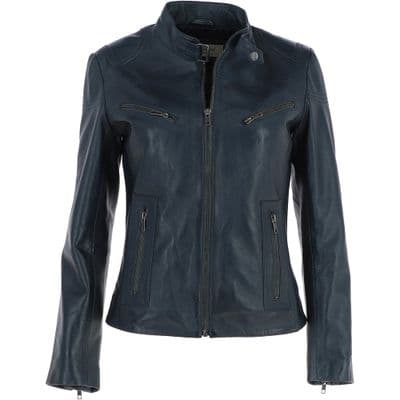 Ashwood Leather Biker Jacket in Navy
