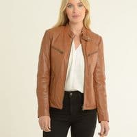 Ashwood Leather Biker Jacket in Tan