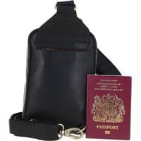 Ashwood Leather Unisex Three Pocket Sling Bag in Black