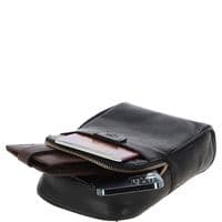 Ashwood Leather Unisex Three Pocket Sling Bag in Black
