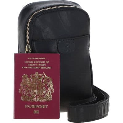 Ashwood Leather Unisex Three Pocket Sling Bag in Black
