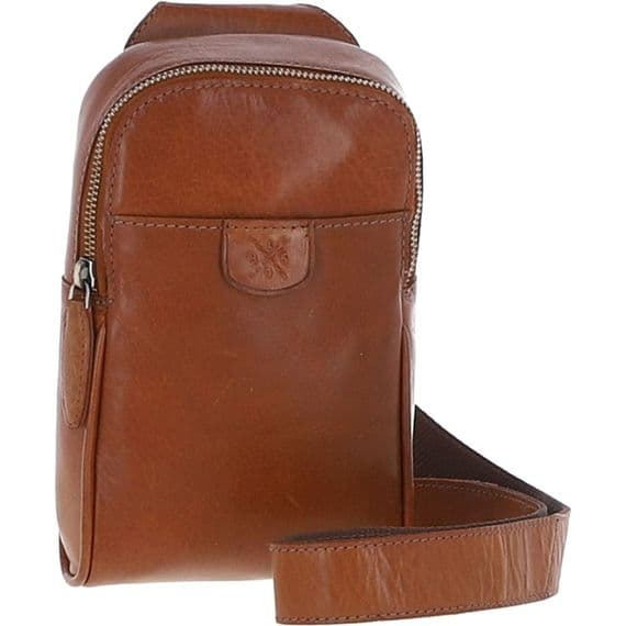 Ashwood Leather Unisex Three Pocket Sling Bag in Honey
