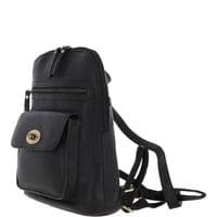 Ashwood Unisex Leather Mini Backpack in Black